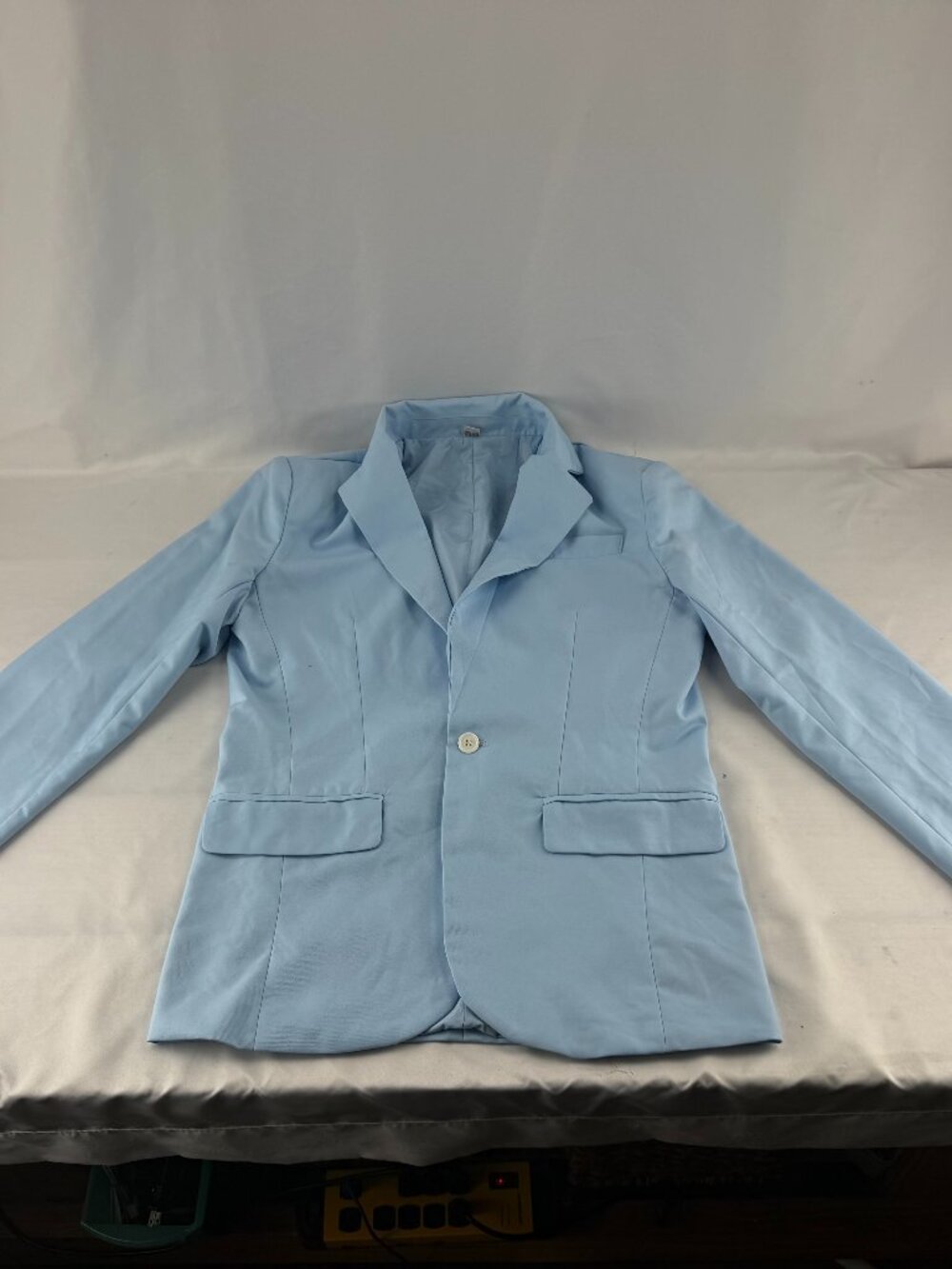 Light Blue Single Button Blazer Casual Tailored Work Jacket Women Sz S
